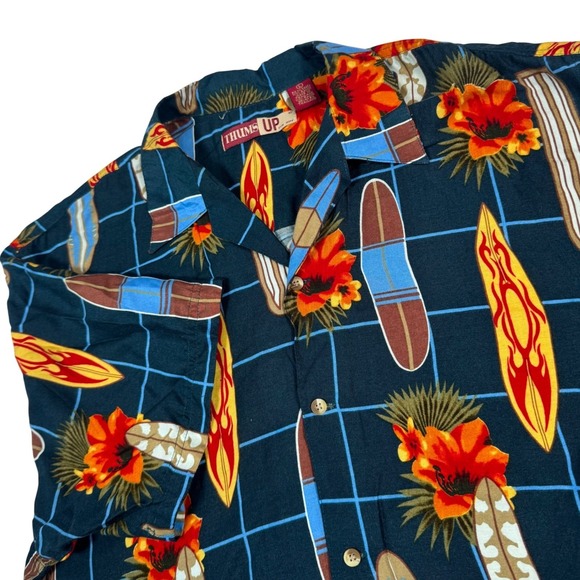 Vintage Thumbs Up Surfboard‎ Hawaiian Shirt Mens L Rayon Tropical Resort Aloha - Picture 1 of 8
